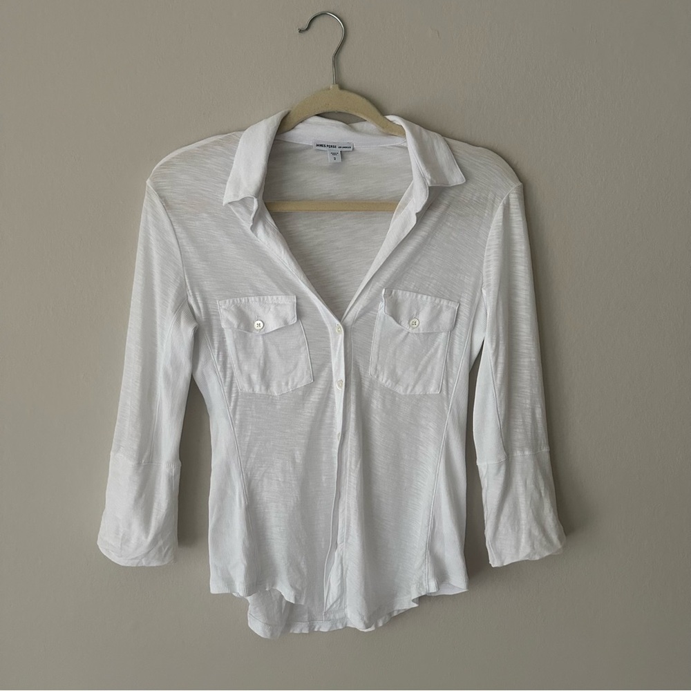James Perse Slub Side Panel Button Front Shirt In… - image 5